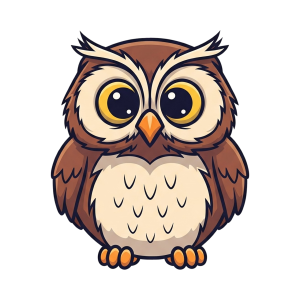 owl, bird, cute, cartoon, wise, wildlife, feathered, big eyes, character, brown, adorable, nature, cutout